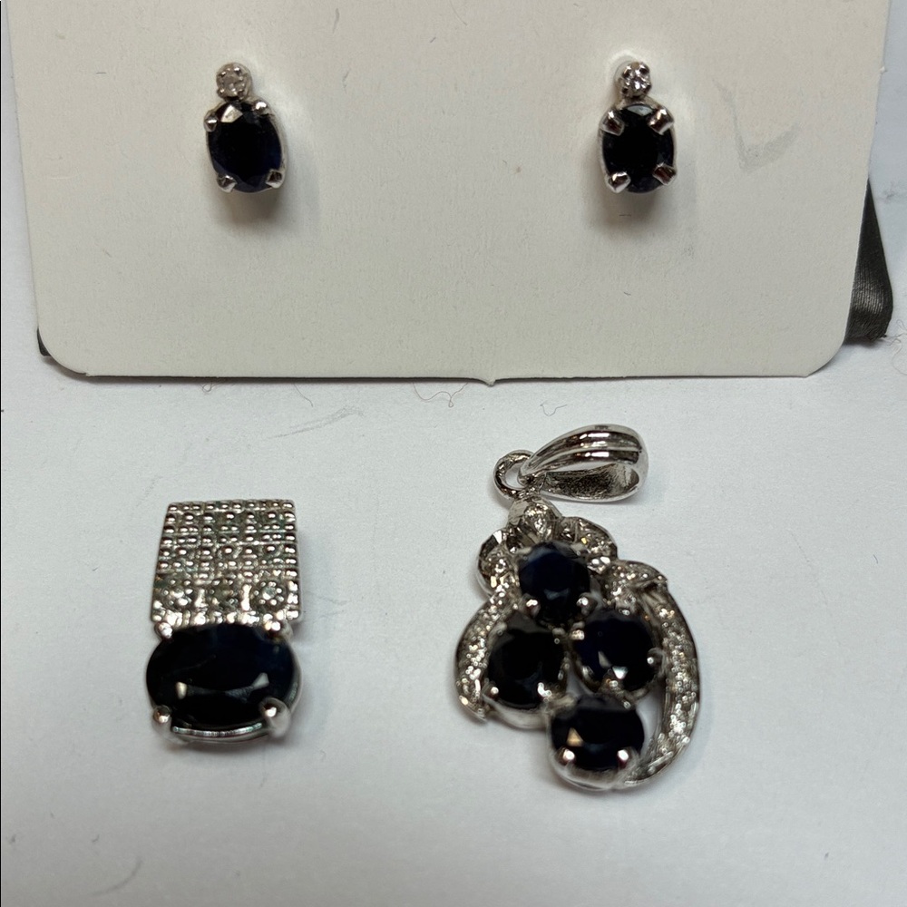 Sapphire and Diamond Pendants and Earrings